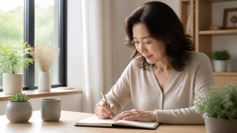 수면일지를 작성하며 스스로 점검하는 모습