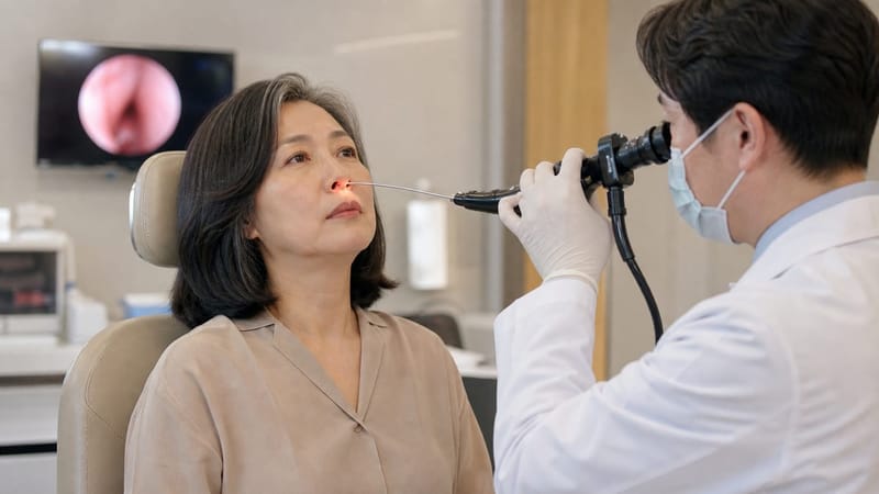 비내시경 검사는 부비동 입구의 염증과 콧물 상태를 직접 확인하는 가장 기본적인 진단 과정입니다.