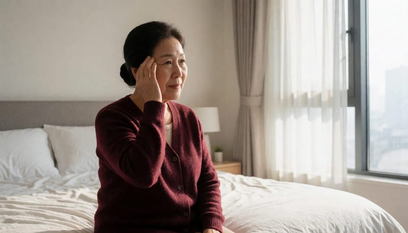 아침에 일어날 때 느껴지는 짧은 어지럼증은 이석증의 흔한 신호 중 하나입니다.