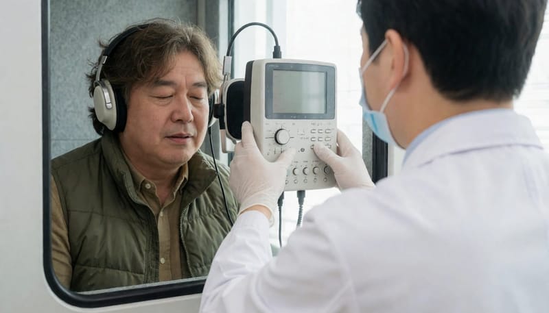 순음청력검사와 이명도검사는 소리의 세기와 음높이를 각각 측정합니다