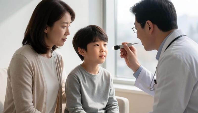 소아 코골이는 편도와 아데노이드 상태를 직접 확인하는 것이 우선입니다