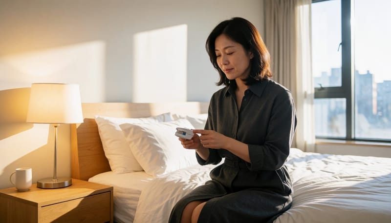 손끝 산소포화도 센서로 밤새 수치를 기록하는 가정용 검사