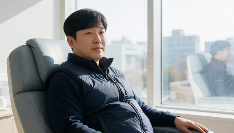 영양수액을 맞으며 휴식을 취하는 모습