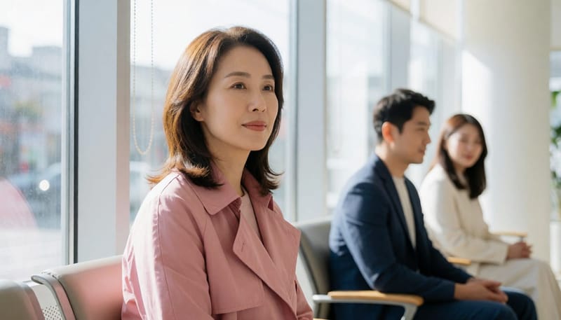 영양수액 투여 전 문진을 기다리는 모습