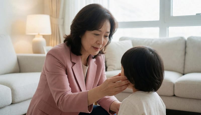 고개를 뒤로 젖히지 않고 앞으로 숙여 코를 지압하는 올바른 지혈법 시연