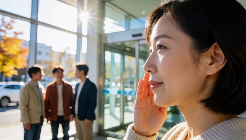 콧물 없이 눈물만 흐르는 여성의 옆얼굴 클로즈업