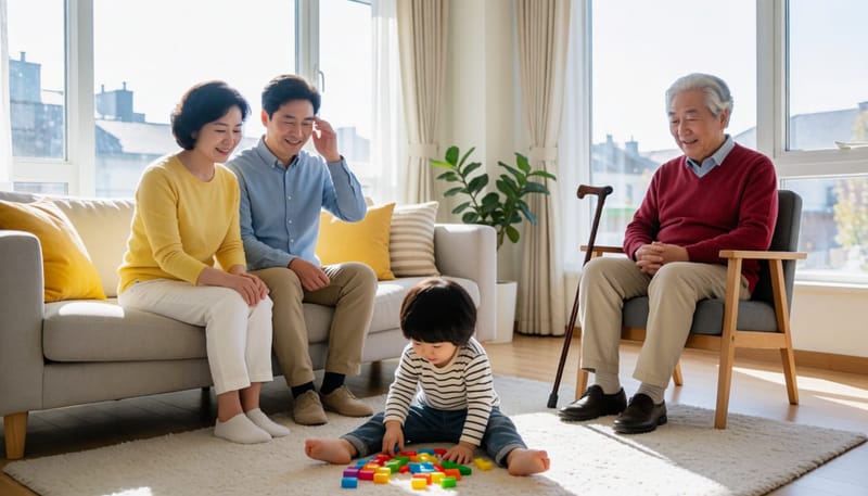 소아부터 고령까지 함께 있는 가족의 모습