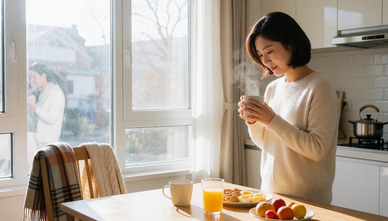 환절기 아침 건강 관리를 위한 집안 풍경