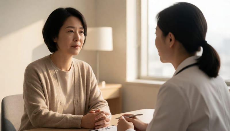 혈액검사 결과를 상담하는 모습