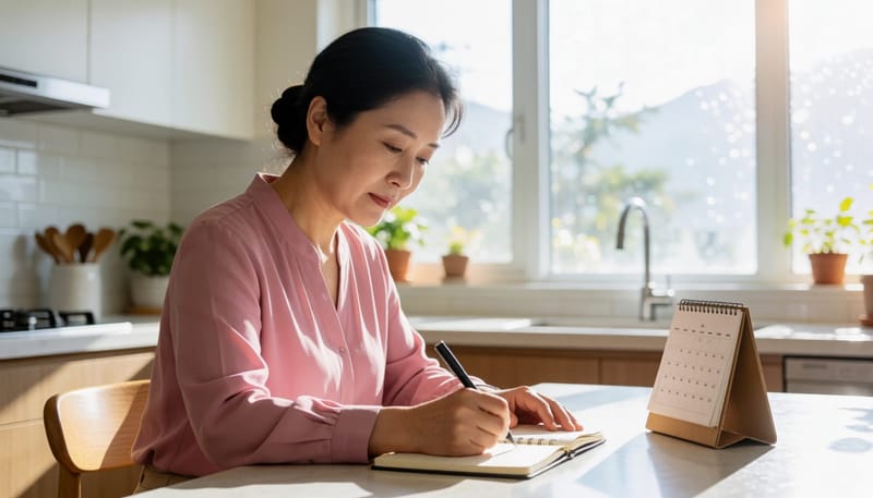 생리 주기와 증상을 기록해두면 진료 시 원인을 파악하는 데 도움이 됩니다.