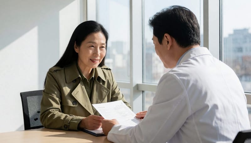 검사 결과를 설명 듣는 모습