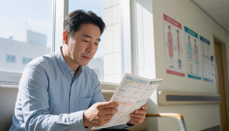건강검진 결과지를 손에 들고 고민하는 남성