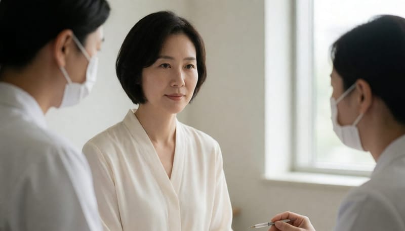 비강 내시경으로 부비동 입구와 점막 상태를 살피는 검사 장면