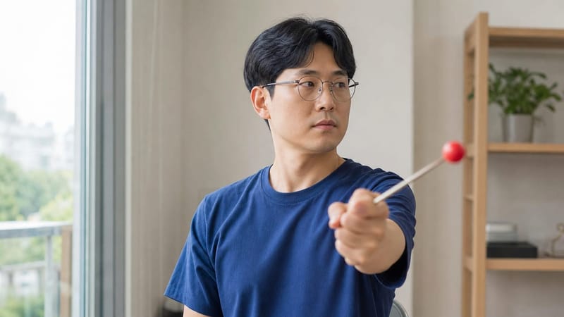 전정재활 운동은 눈과 머리를 함께 움직이며 균형 감각 회복을 돕습니다.
