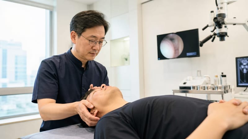 자세 변화로 유발되는 어지럼증은 체위 검사로 확인합니다