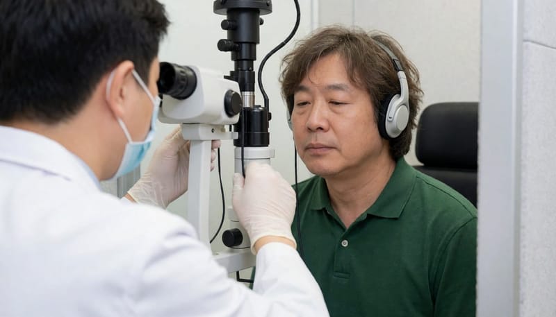 순음청력검사로 청력 손실 동반 여부를 확인하는 과정
