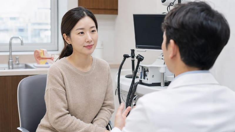 진찰과 문진을 거쳐 필요할 때 수면다원검사로 이어지는 단계별 진단 과정입니다