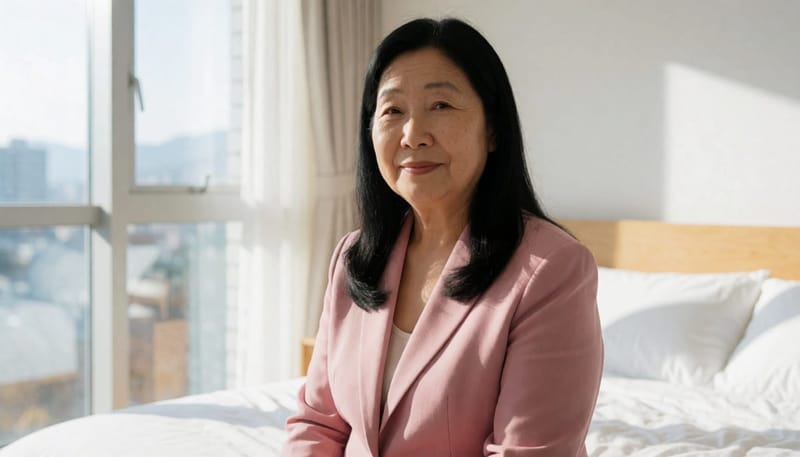 간이 수면검사 기기를 집에서 먼저 사용해보는 모습입니다.