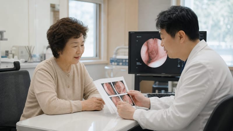 검사 결과를 바탕으로 치료 방향을 상담하는 모습