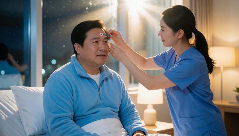 수면다원검사는 하룻밤 동안 여러 센서를 부착해 몸의 변화를 함께 기록합니다