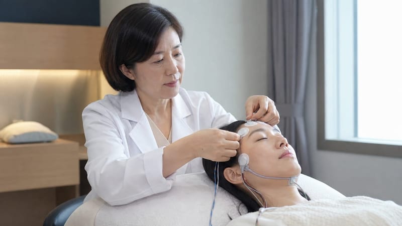 수면다원검사는 뇌파와 호흡, 산소포화도를 밤새 함께 기록하는 절차입니다.