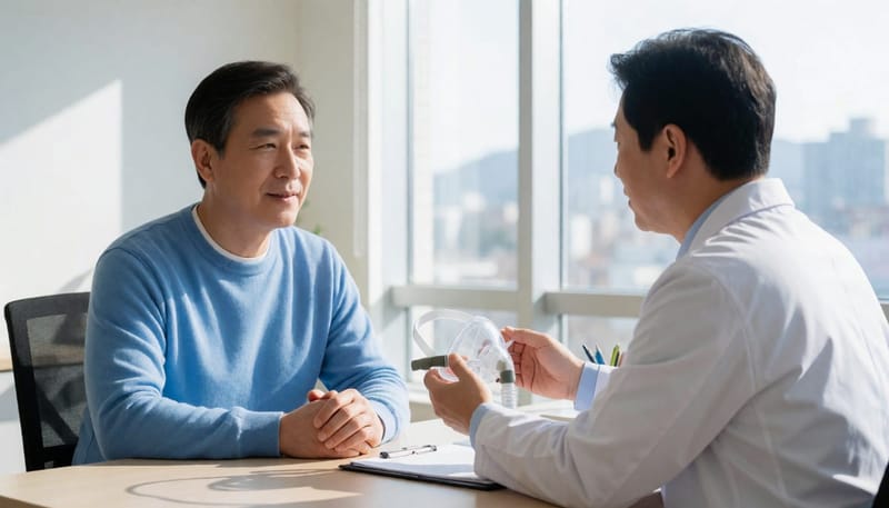 검사 결과에 따라 양압기, 구강장치, 수술 중 적합한 치료를 선택합니다.