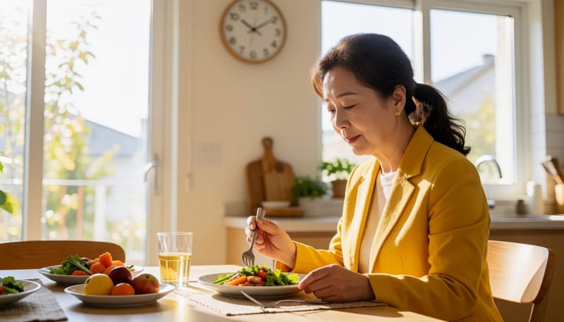늦은 시간 식사를 피하고 이른 저녁 식사를 하는 습관은 역류 예방에 도움이 됩니다.