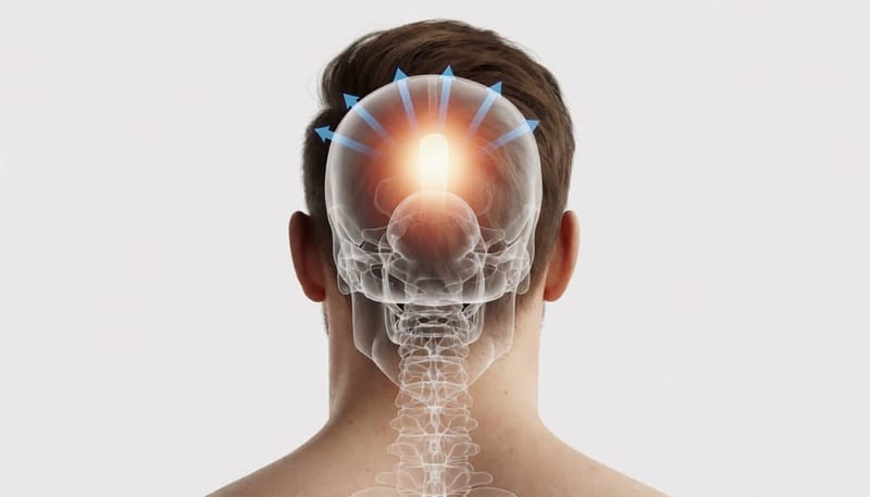 뒤통수 신경이 찬바람에 노출되는 구조를 보여주는 해부도