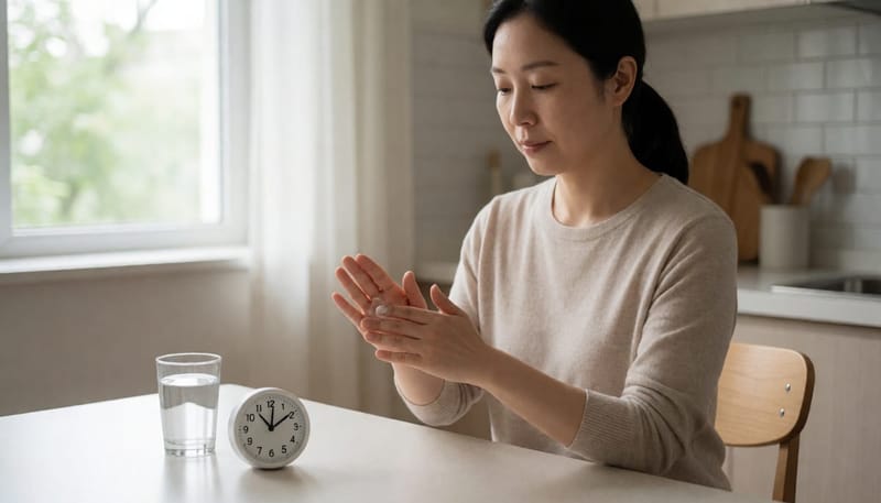 핸드크림을 바르며 손 관리 습관을 점검하는 여성
