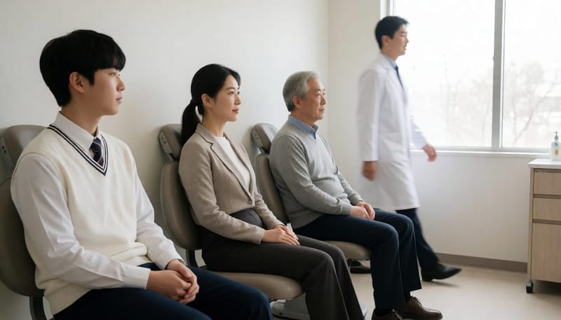 청소년, 성인, 노년층 등 생애주기별 환자들이 진료를 기다리는 모습
