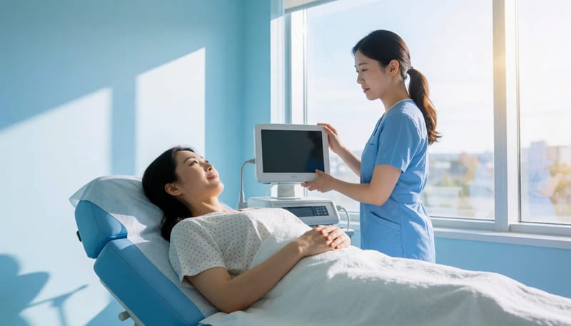 시술을 앞두고 준비 중인 환자와 의료진
