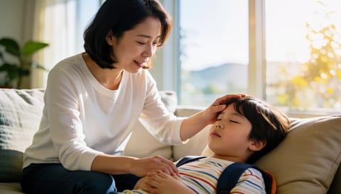 아이가 학교 다녀오면 머리 한쪽이 지끈거리고 토해요, 환절기 영향일까요
