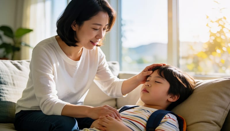 아이가 학교 다녀오면 머리 한쪽이 지끈거리고 토해요, 환절기 영향일까요