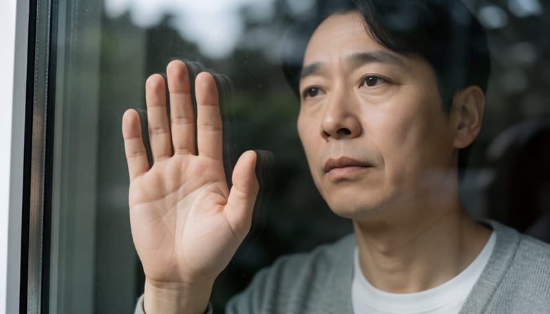 긴장할 때 나는 땀과 검사가 필요한 손바닥 땀의 차이를 보여주는 장면