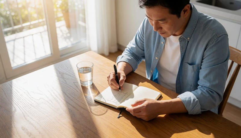 체크리스트를 작성하며 점검하는 남성의 모습