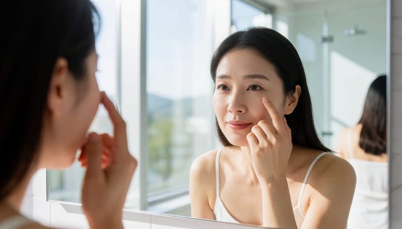 렌즈를 착용하는 눈에 가늘게 번진 실핏줄이 보이는 클로즈업