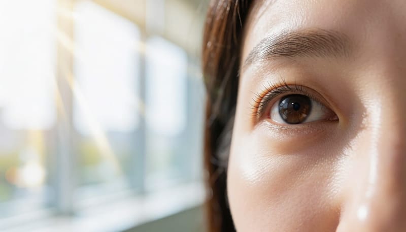 눈 속 상태를 보여주는 눈 클로즈업 매크로 사진