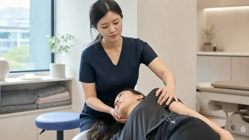 도수치료는 손으로 관절과 근육의 긴장을 직접 조절하는 치료입니다.