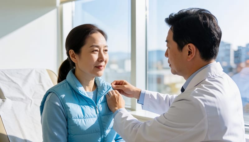 수동 관절가동범위 검사는 오십견과 회전근개파열을 구분하는 기본적인 진찰 방법입니다.