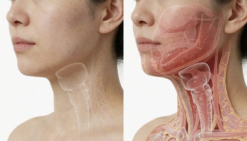 염증이 없는 낭종과 감염된 낭종은 색과 붓기에서 뚜렷한 차이를 보입니다.