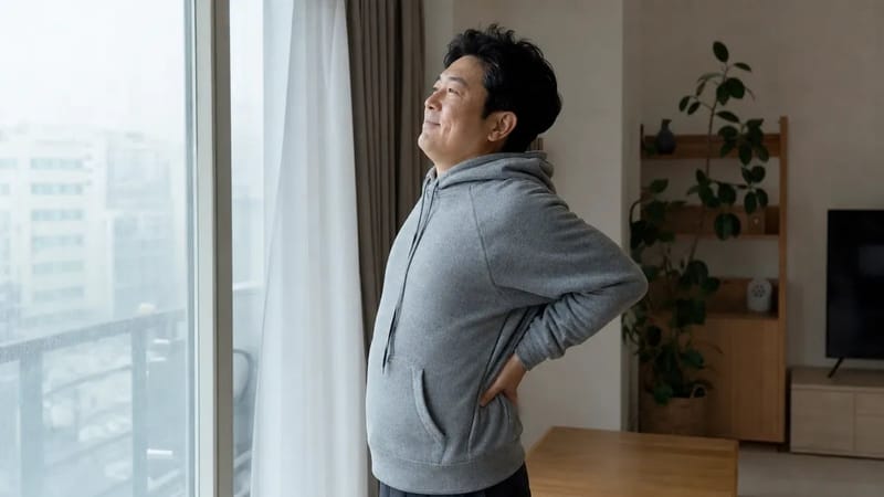 기온이 떨어지는 환절기 아침에는 가벼운 스트레칭으로 굳은 허리 근육을 풀어주는 것이 도움이 됩니다.