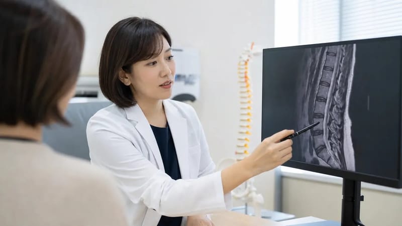 MRI 검사는 디스크가 신경을 누르는 위치와 정도를 직접 확인할 수 있는 대표적 정밀 검사입니다.