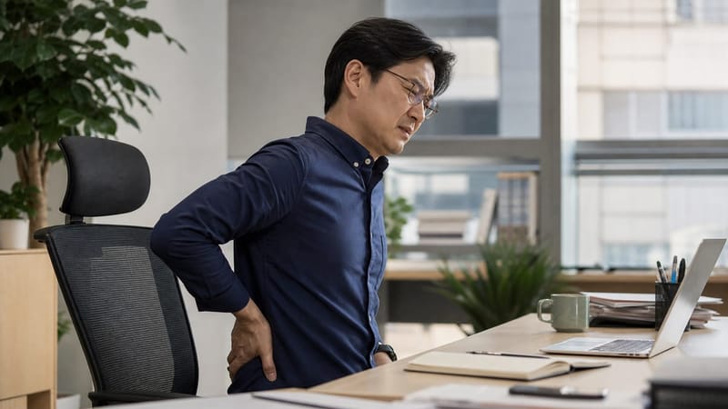 장시간 앉은 자세는 허리 근육과 인대에 부담을 줄 수 있습니다