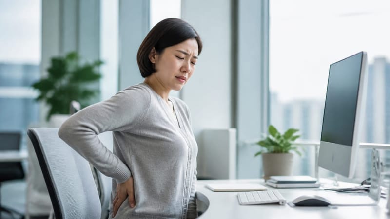 장시간 앉아 있는 자세는 허리 근육의 긴장을 높여 통증을 유발할 수 있습니다.