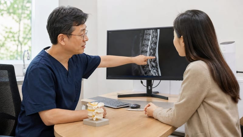 지방종의 절제 여부와 검사 방향을 상담하는 모습