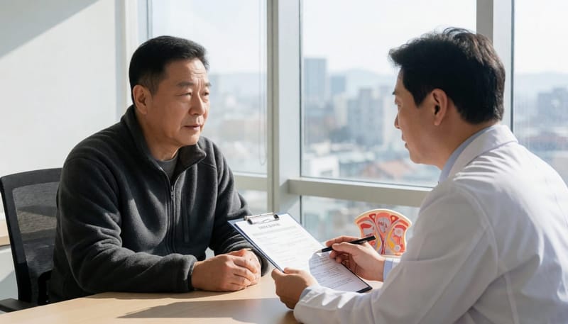 수술 여부를 결정하기 전 의료진과 상담하는 모습
