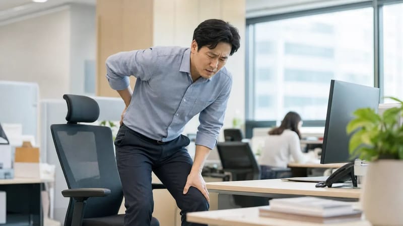 오래 앉아 있다가 일어설 때 무릎이 뻣뻣하게 느껴지는 것도 흔한 신호입니다.