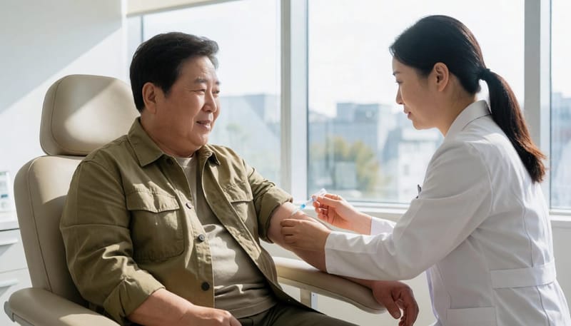 정맥주사는 시행 전 문진과 활력징후 확인을 거치는 시술입니다.