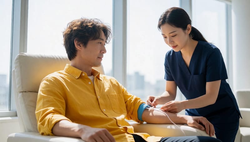 면역주사는 보통 20~30분 정도 정맥으로 투여됩니다.