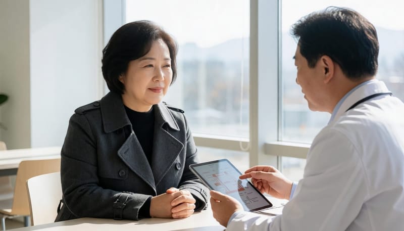 치료 방법을 비교하며 상담받는 장면